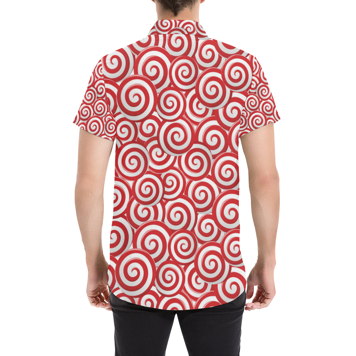 Candy Pattern Print Design 03 Men's Short Sleeve Button Up Shirt