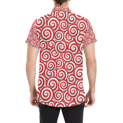 Candy Pattern Print Design 03 Men's Short Sleeve Button Up Shirt