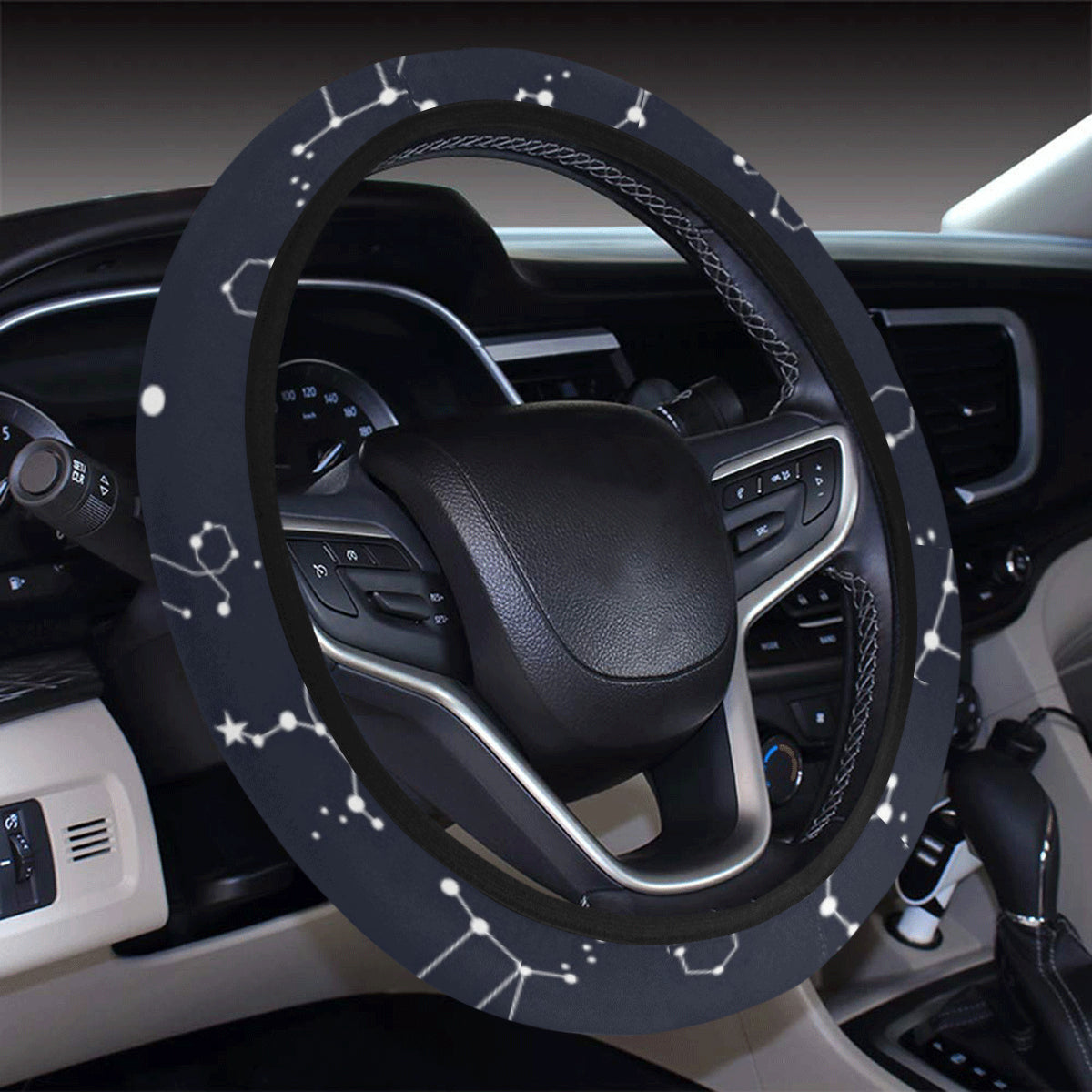 Constellation Pattern Print Design 05 Steering Wheel Cover with Elastic Edge
