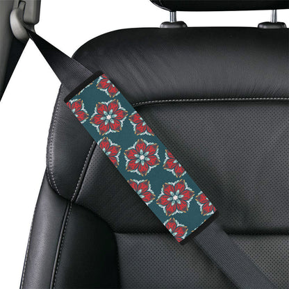 Poinsettia Pattern Print Design A03 Car Seat Belt Cover