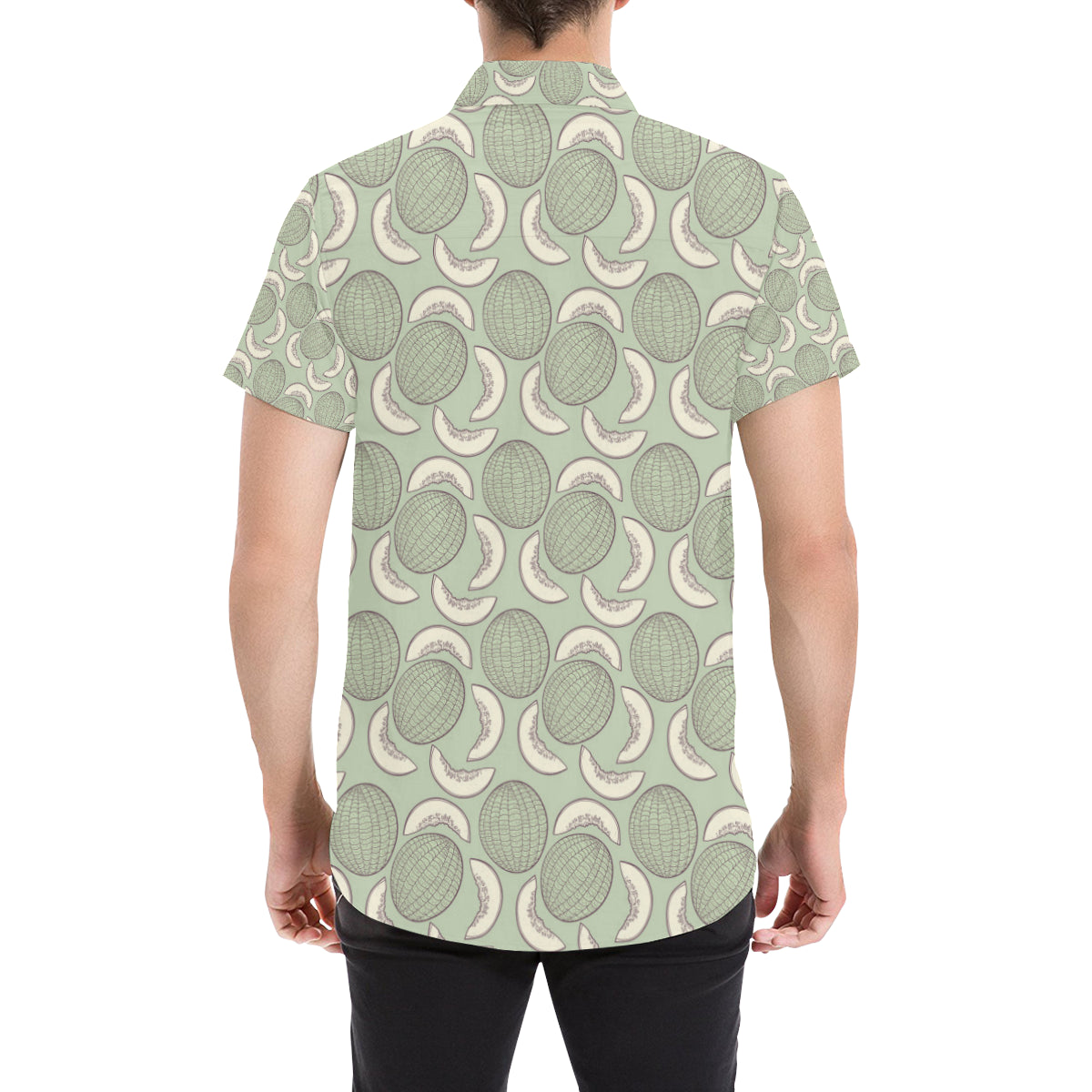 Cantaloupe Pattern Print Design 01 Men's Short Sleeve Button Up Shirt