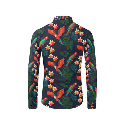 Macaw Pattern Print Design 02 Men's Long Sleeve Shirt