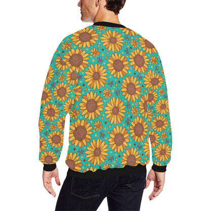 Sunflower Pattern Print Design SF013 Men Long Sleeve Sweatshirt
