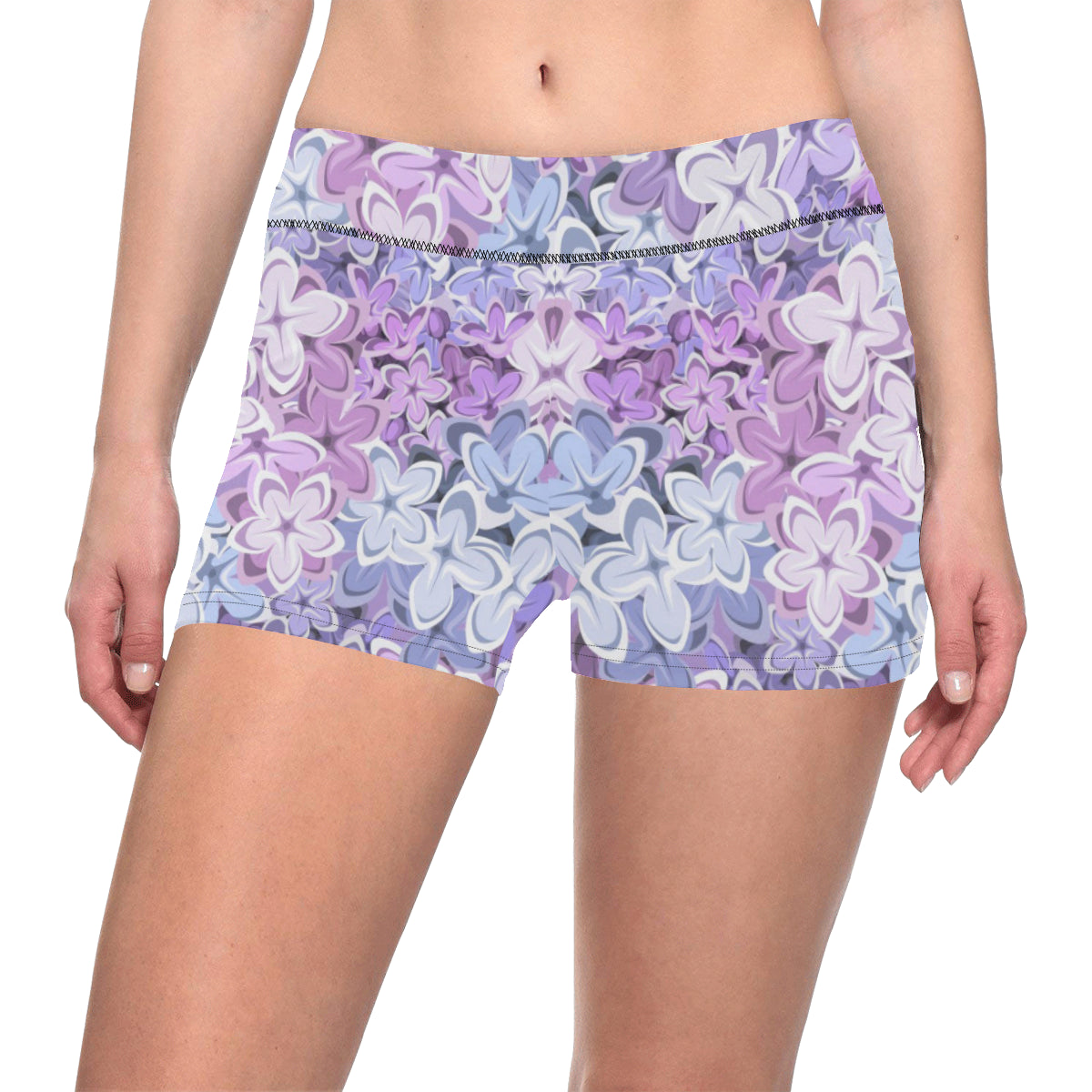 Lilac Pattern Print Design LI01 Yoga Shorts