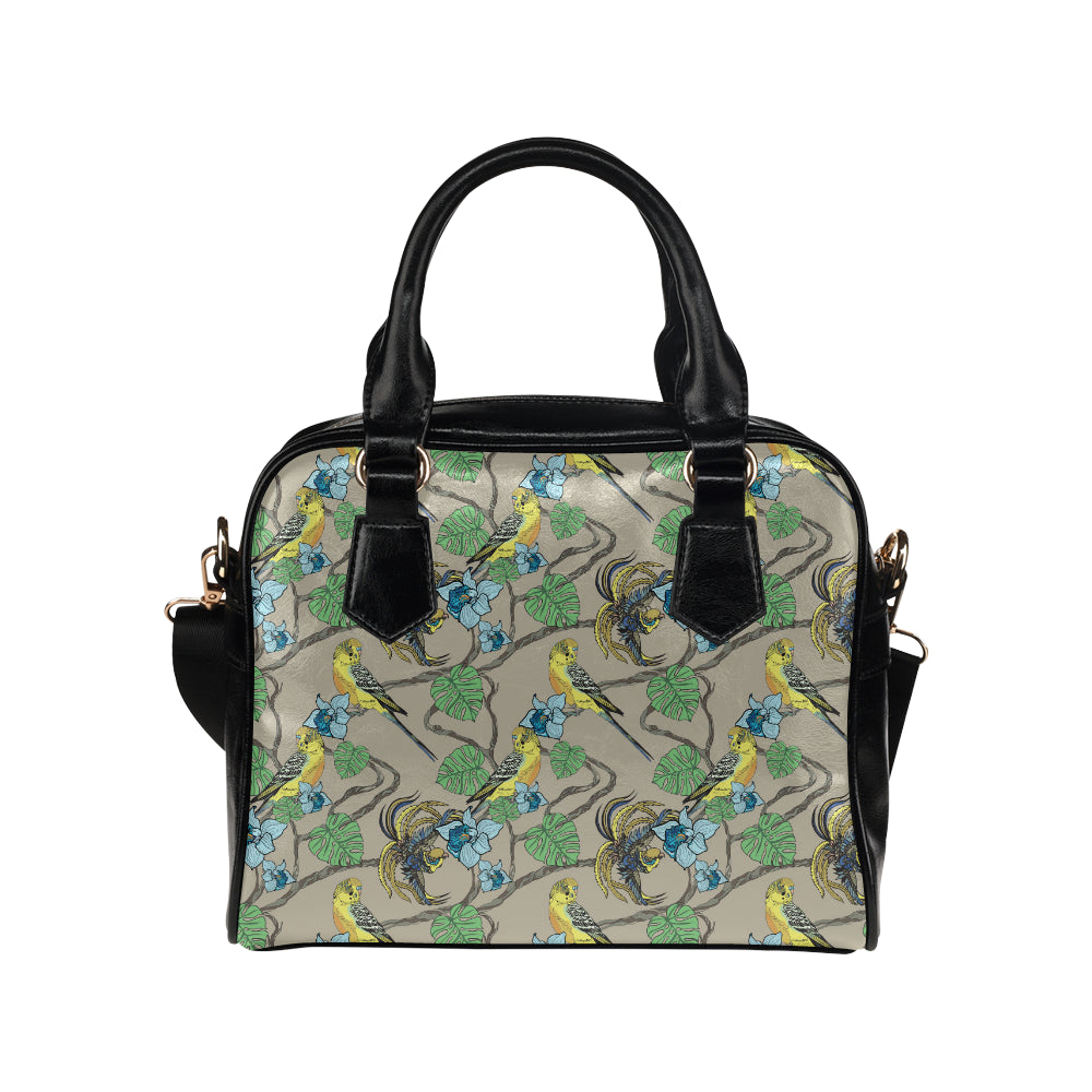 Parakeet Pattern Print Design A02 Shoulder Handbag