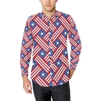 American flag Pattern Men's Long Sleeve Shirt