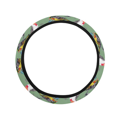 Birds Pattern Print Design 07 Steering Wheel Cover with Elastic Edge