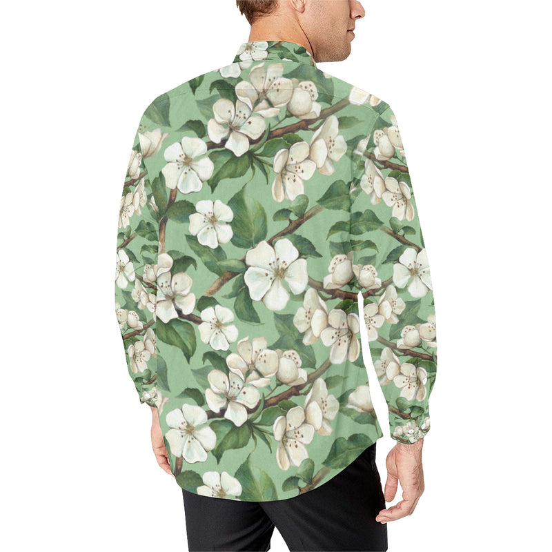 Apple blossom Pattern Print Design AB02 Men's Long Sleeve Shirt