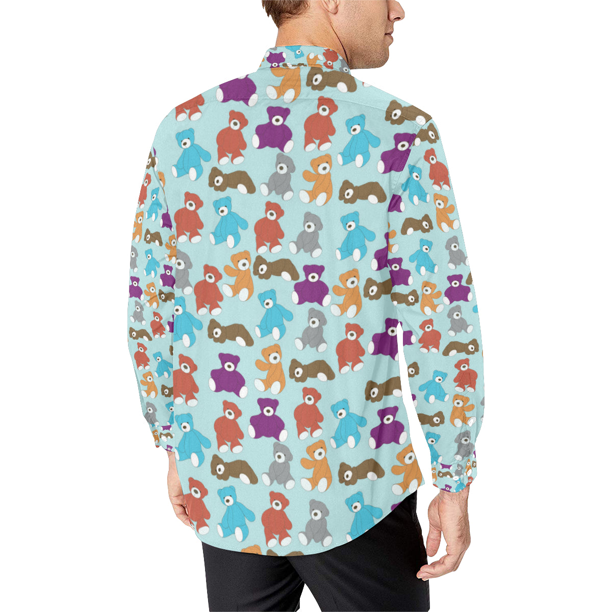 Bear Cute Pattern Print Design 03 Men's Long Sleeve Shirt