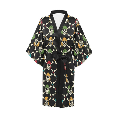 Pirate Pattern Print Design A01 Women's Short Kimono