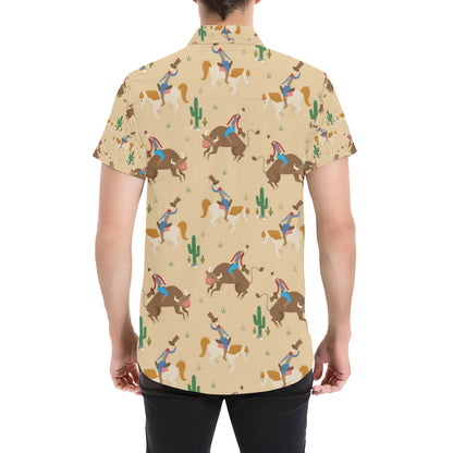 Rodeo Pattern Print Design A02 Men's Short Sleeve Button Up Shirt