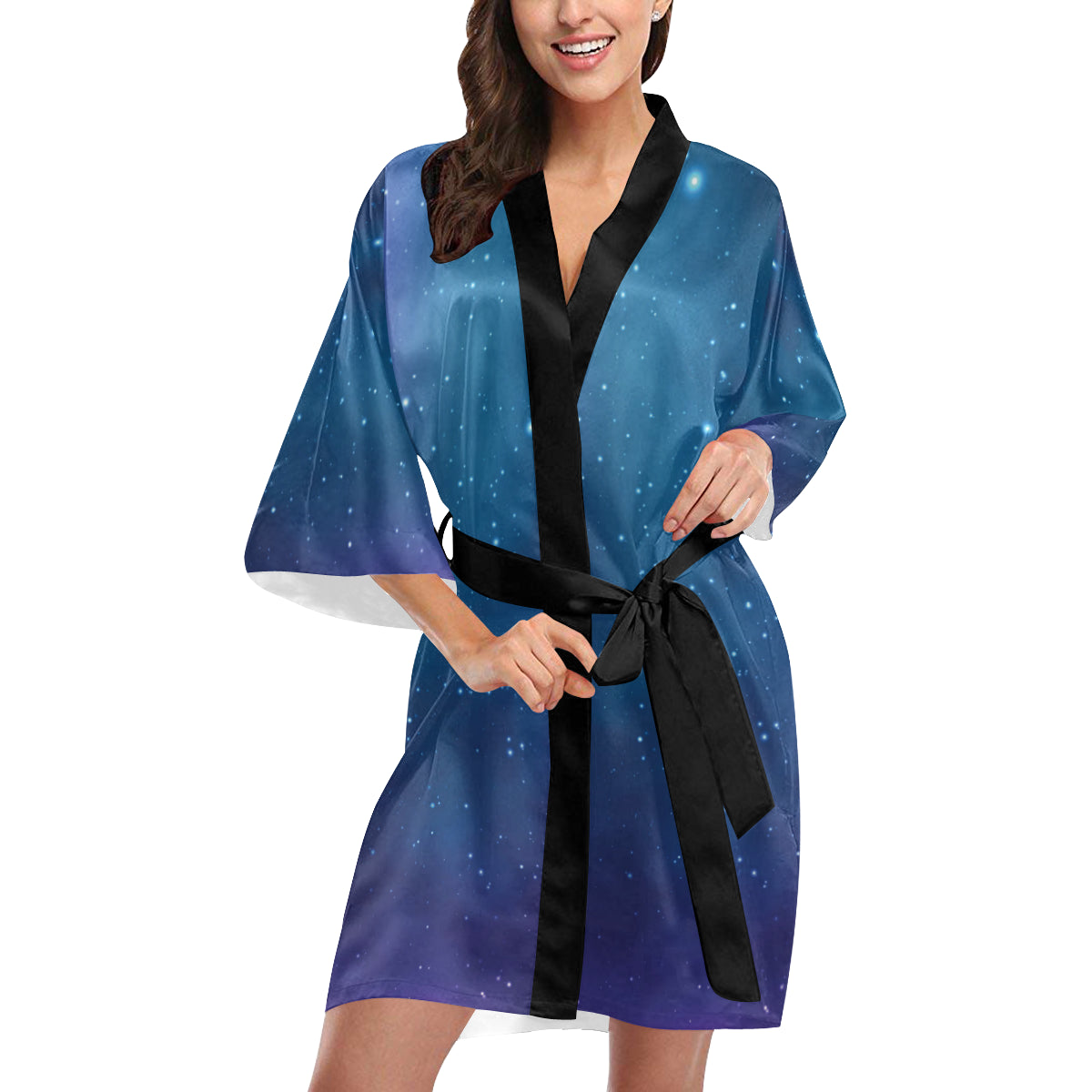 Nebula Pattern Print Design A01 Women's Short Kimono