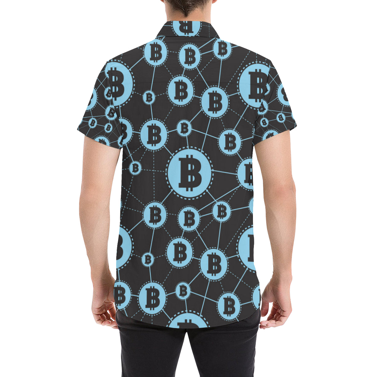 Cryptocurrency Pattern Print Design 02 Men's Short Sleeve Button Up Shirt