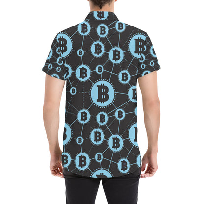 Cryptocurrency Pattern Print Design 02 Men's Short Sleeve Button Up Shirt