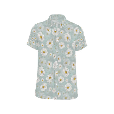 Daisy Pattern Print Design DS012 Men's Short Sleeve Button Up Shirt