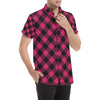 Buffalo check Pink Pattern Print Design 01 Men's Short Sleeve Button Up Shirt