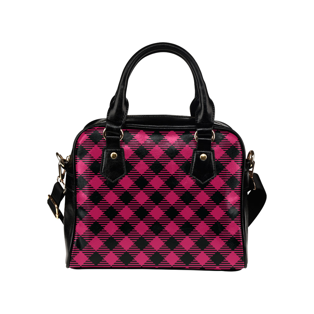 Buffalo check Pink Pattern Print Design 01 Shoulder Handbag