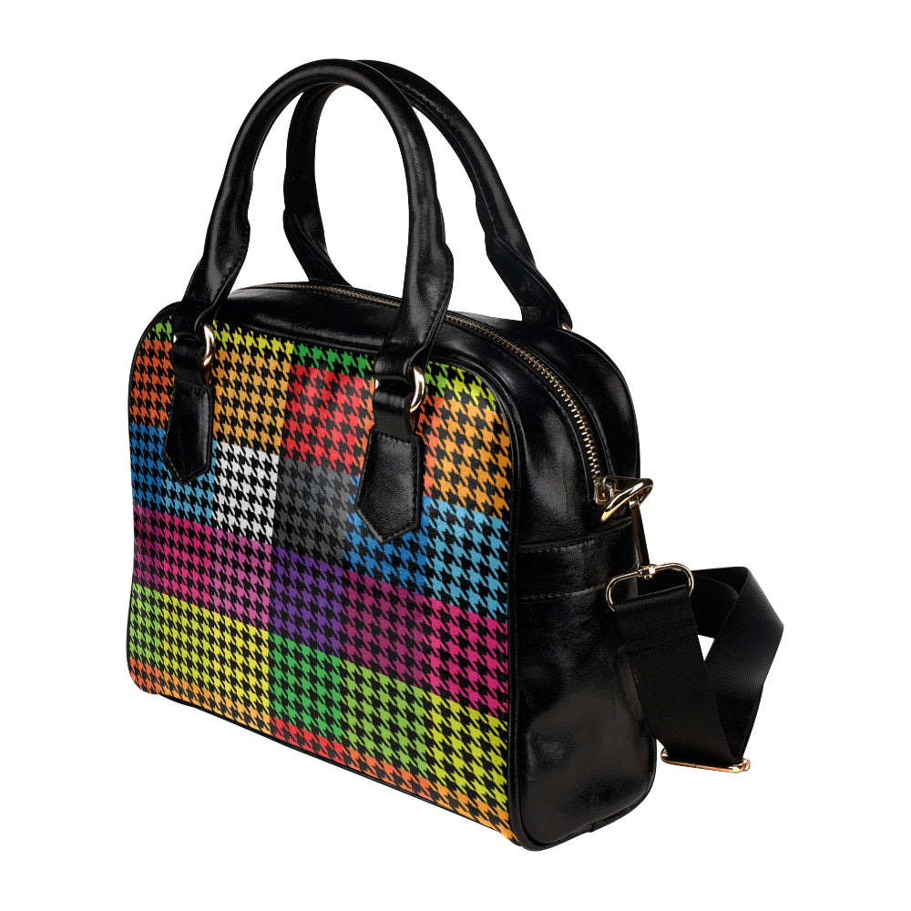 Houndstooth Colorful Pattern Print Design 01 Shoulder Handbag