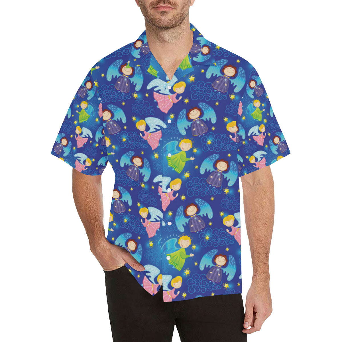 Angel Little Pattern Print Design 02 Men's Hawaiian Shirt