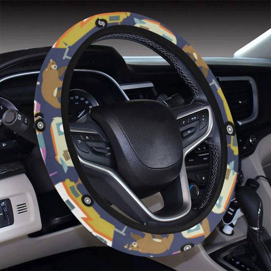 Camper Pattern Print Design 04 Steering Wheel Cover with Elastic Edge