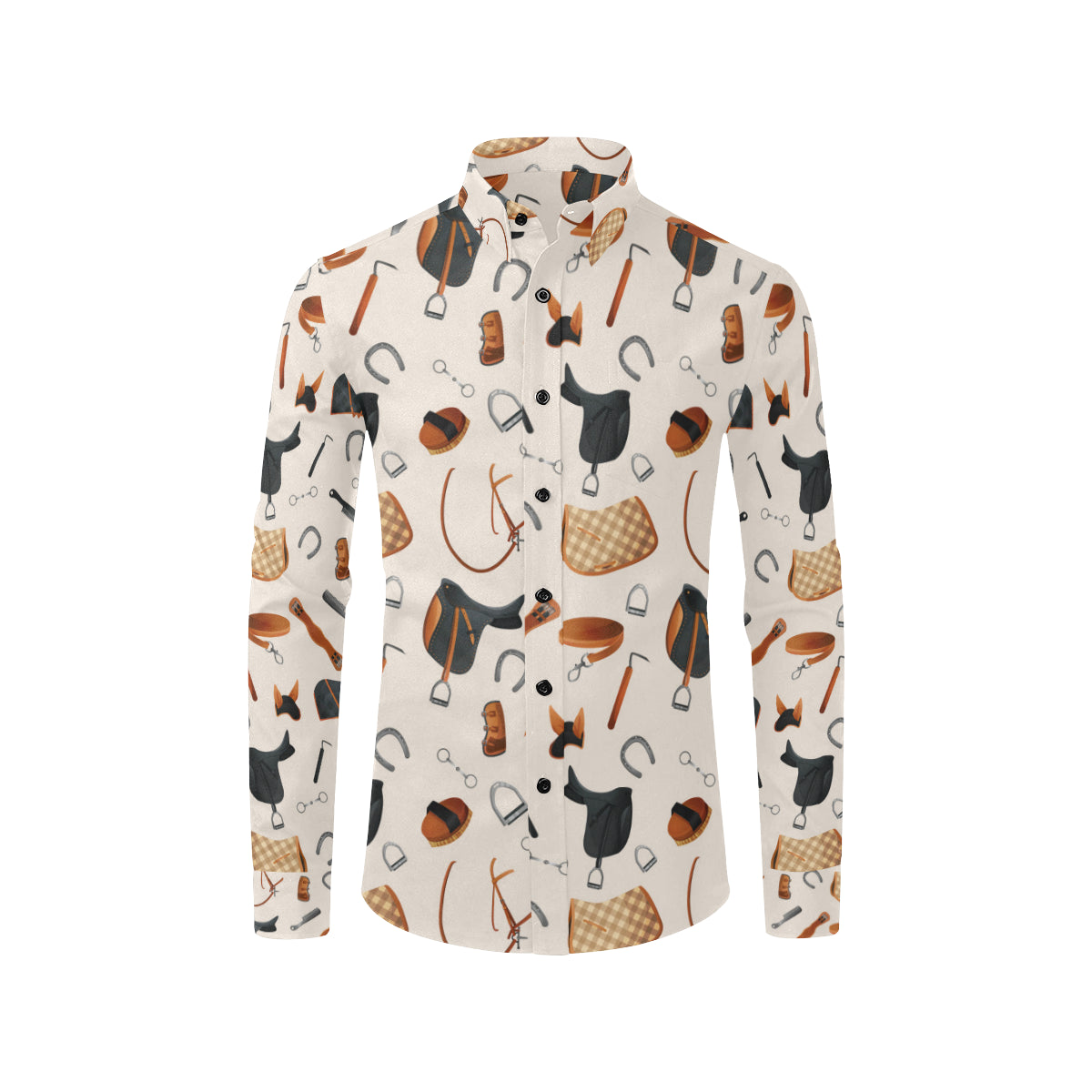 Equestrian Equipment Print Pattern Men's Long Sleeve Shirt