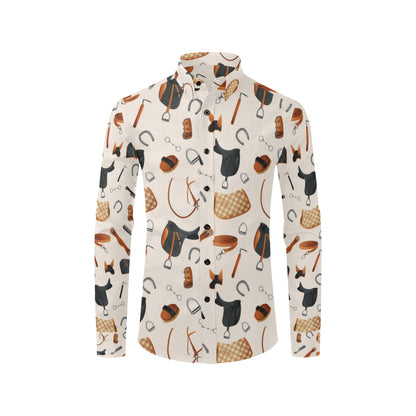 Equestrian Equipment Print Pattern Men's Long Sleeve Shirt