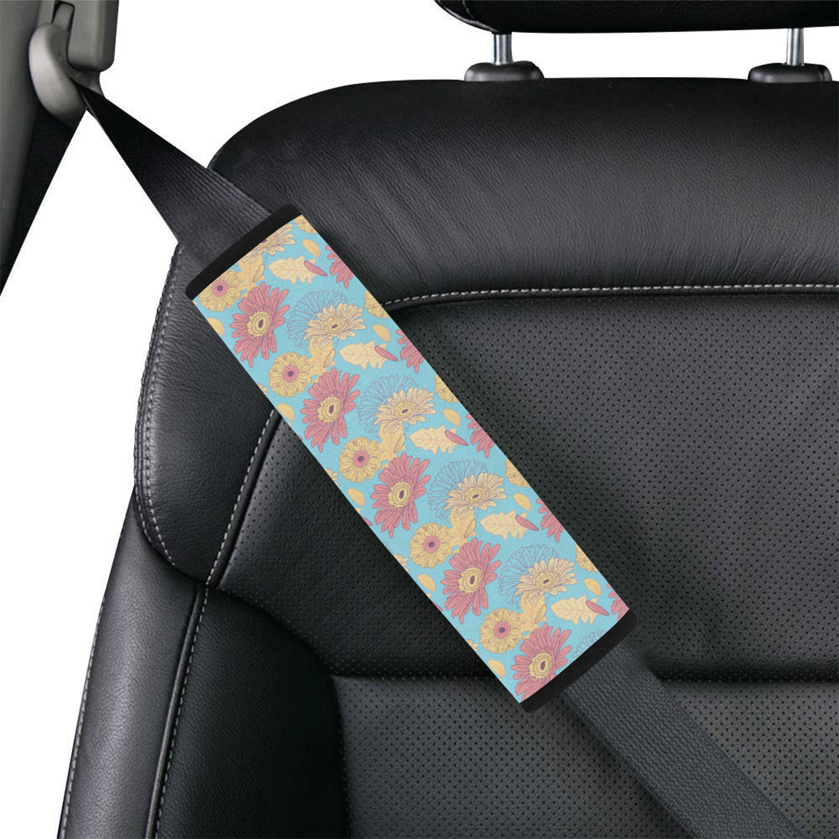 Gerberas Pattern Print Design GB04 Car Seat Belt Cover