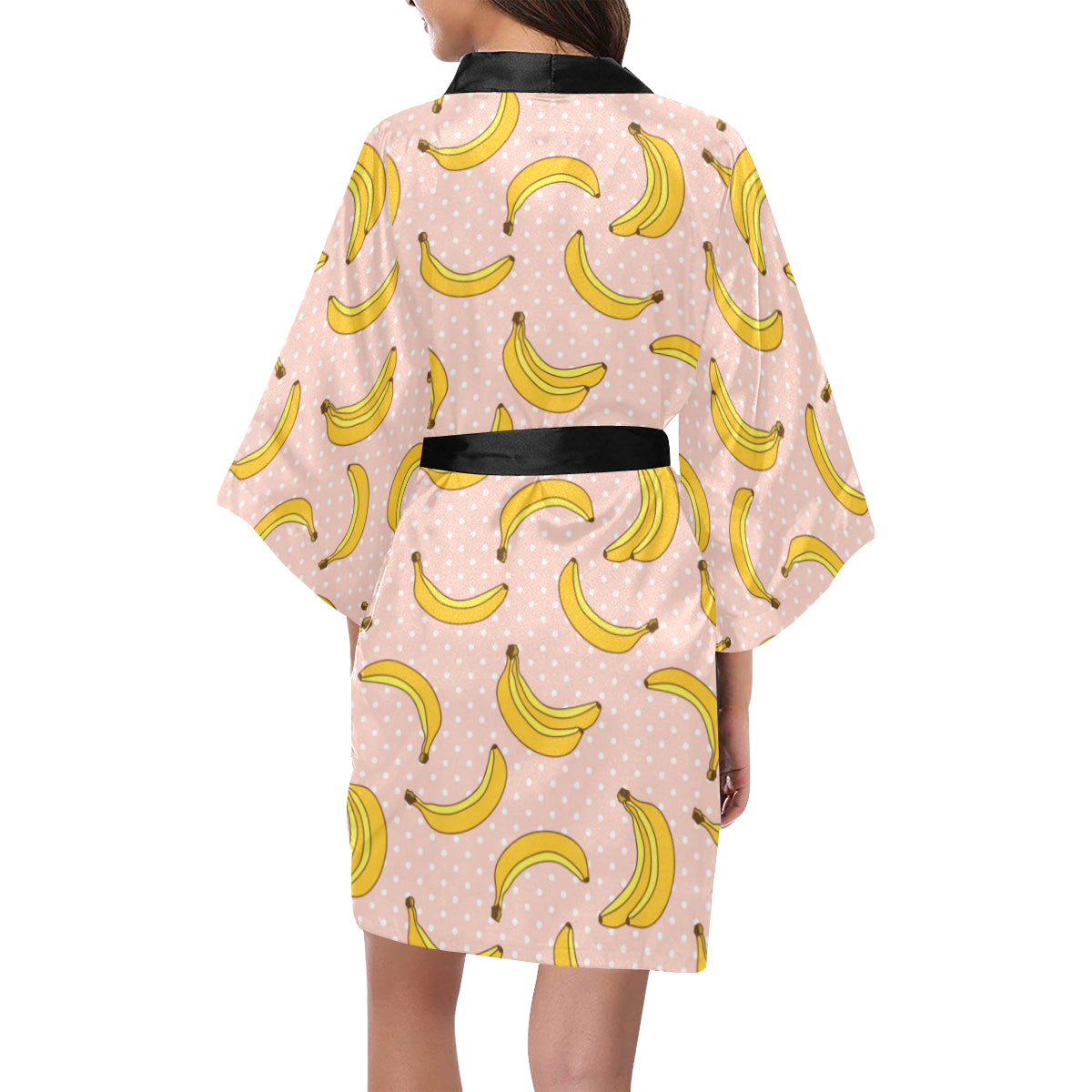 Banana Pattern Print Design BA06 Women's Short Kimono