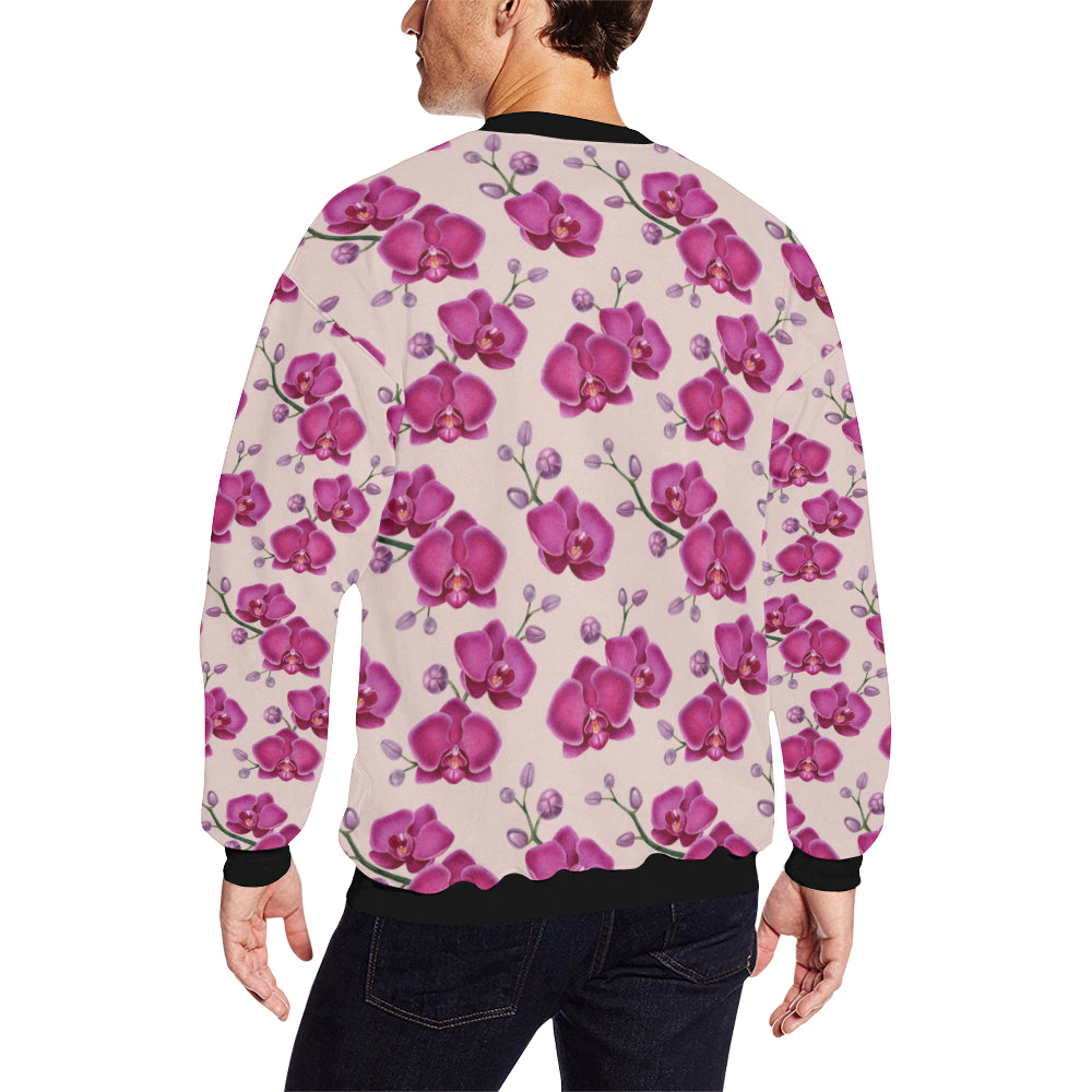 Orchid Purple Pattern Print Design OR04 Men Long Sleeve Sweatshirt