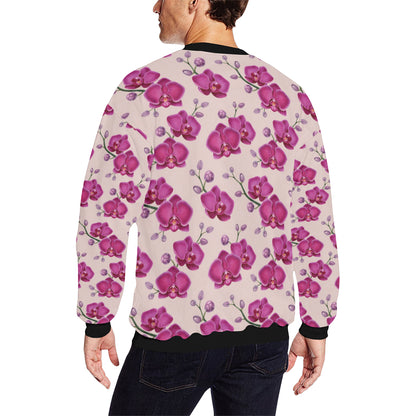 Orchid Purple Pattern Print Design OR04 Men Long Sleeve Sweatshirt