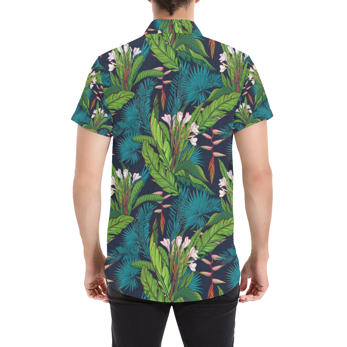 Rainforest Pattern Print Design RF01 Men's Short Sleeve Button Up Shirt