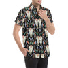 Buffalo Head Boho Style Pattern Print Design 01 Men's Short Sleeve Button Up Shirt