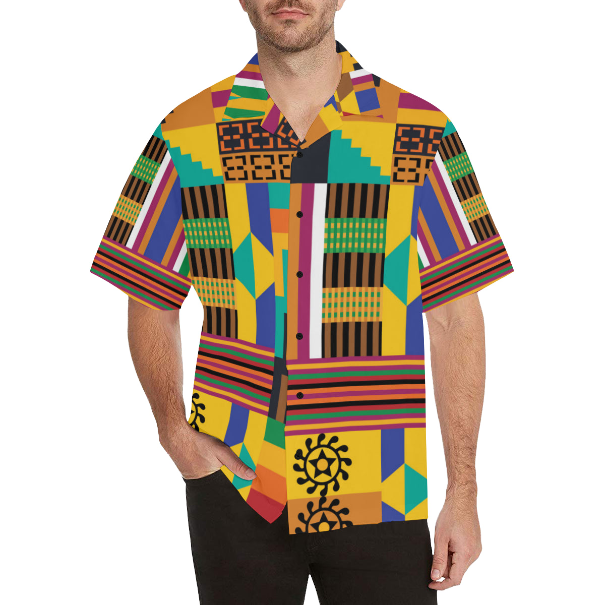 Kente Pattern Print Design 03 Men's Hawaiian Shirt