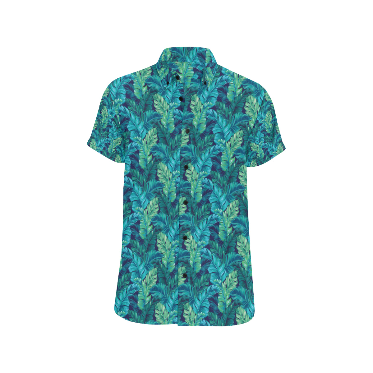 Banana Leaf Pattern Print Design 06 Men's Short Sleeve Button Up Shirt
