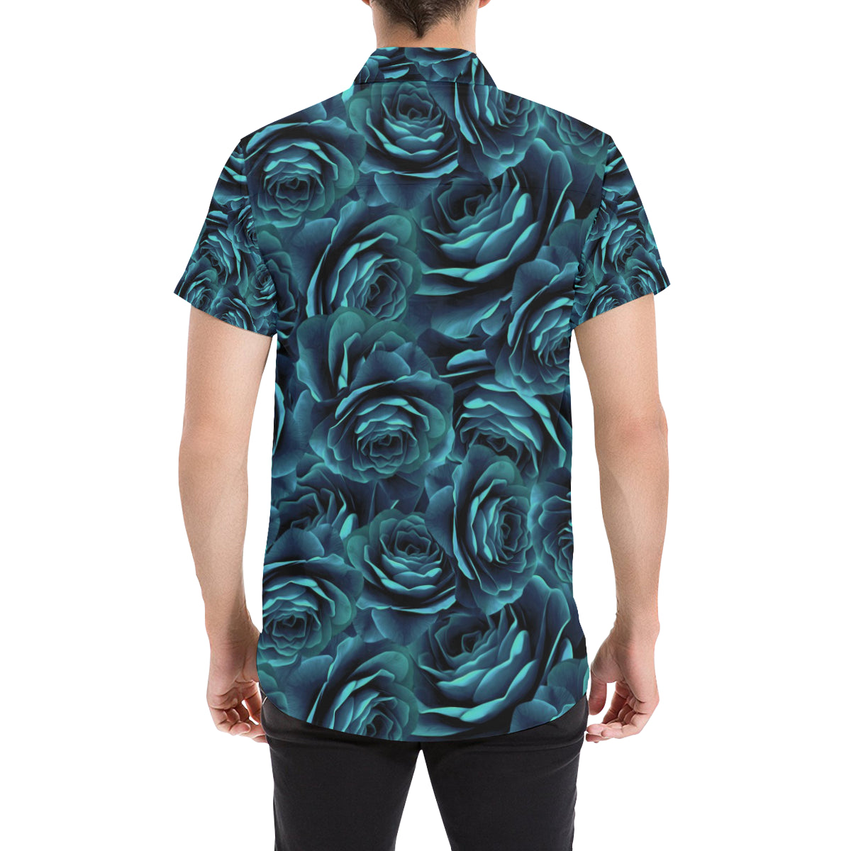 Camellia Pattern Print Design CM04 Men's Short Sleeve Button Up Shirt