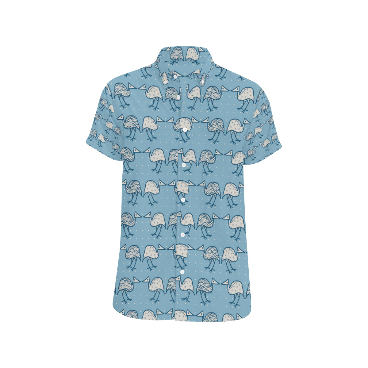 Emu Pattern Print Design 01 Men's Short Sleeve Button Up Shirt