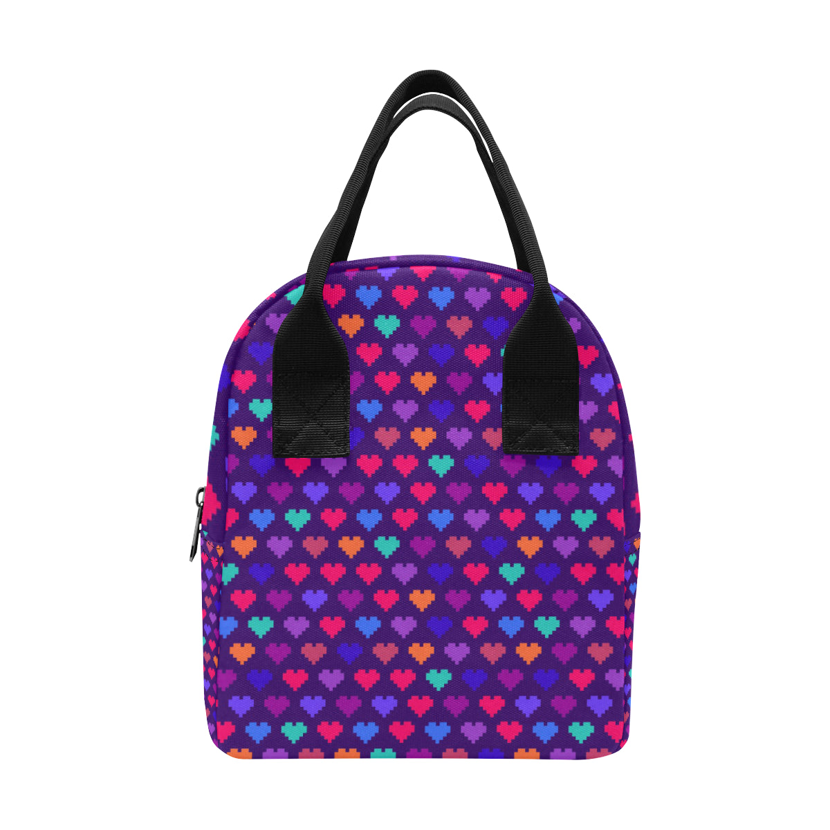 Heart Pixel Pattern Print Design HE03 Insulated Lunch Bag