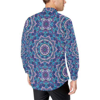 Mandala Pattern Print Design 04 Men's Long Sleeve Shirt