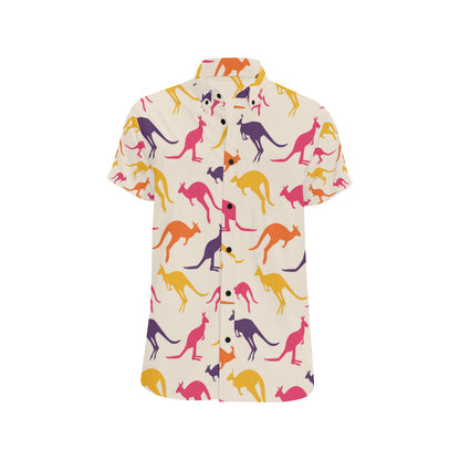 Kangaroos Pattern Print Design 01 Men's Short Sleeve Button Up Shirt