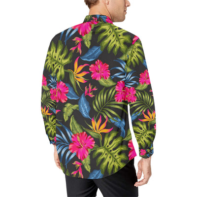 Bird Of Paradise Pattern Print Design BOP014 Men's Long Sleeve Shirt