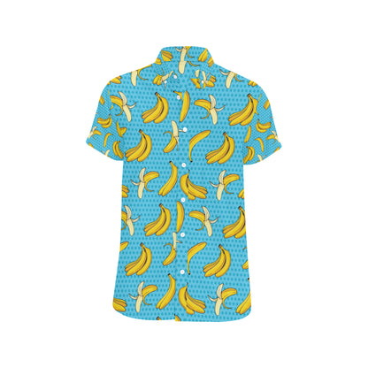 Banana Pattern Print Design BA08 Men's Short Sleeve Button Up Shirt