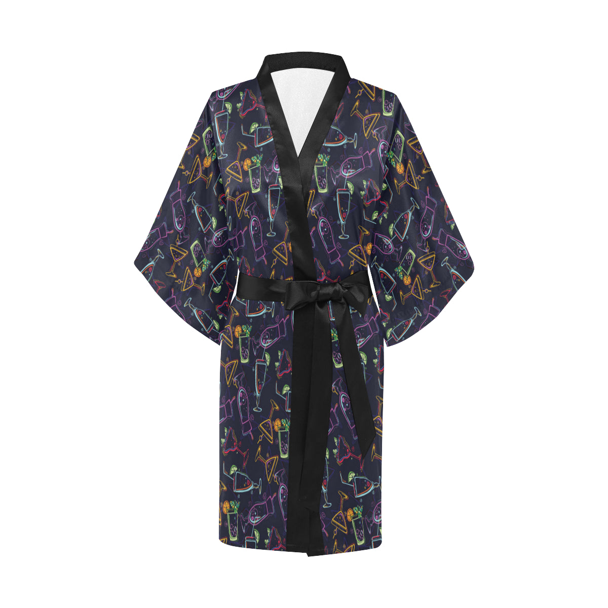 Cocktail Pattern Print Design 04 Women's Short Kimono