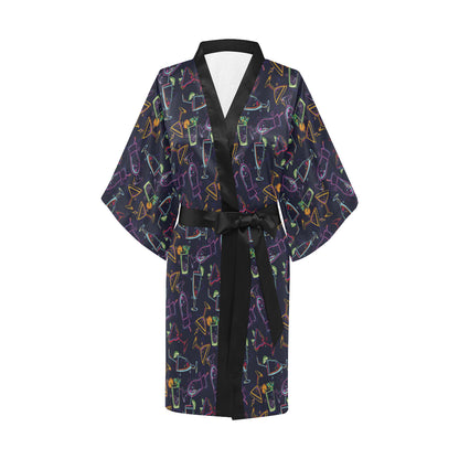 Cocktail Pattern Print Design 04 Women's Short Kimono