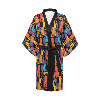 Jazz Pattern Print Design 03 Women's Short Kimono