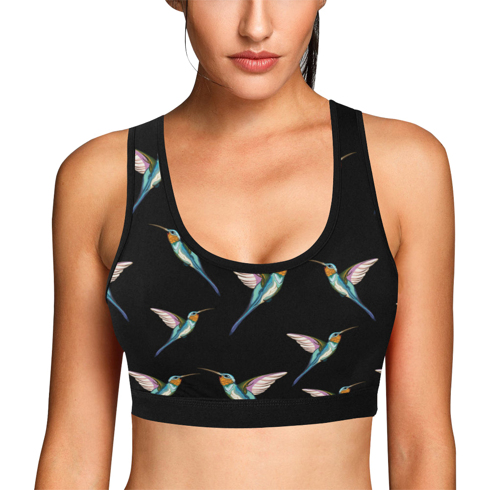 Hummingbird Pattern Print Design 06 Sports Bra