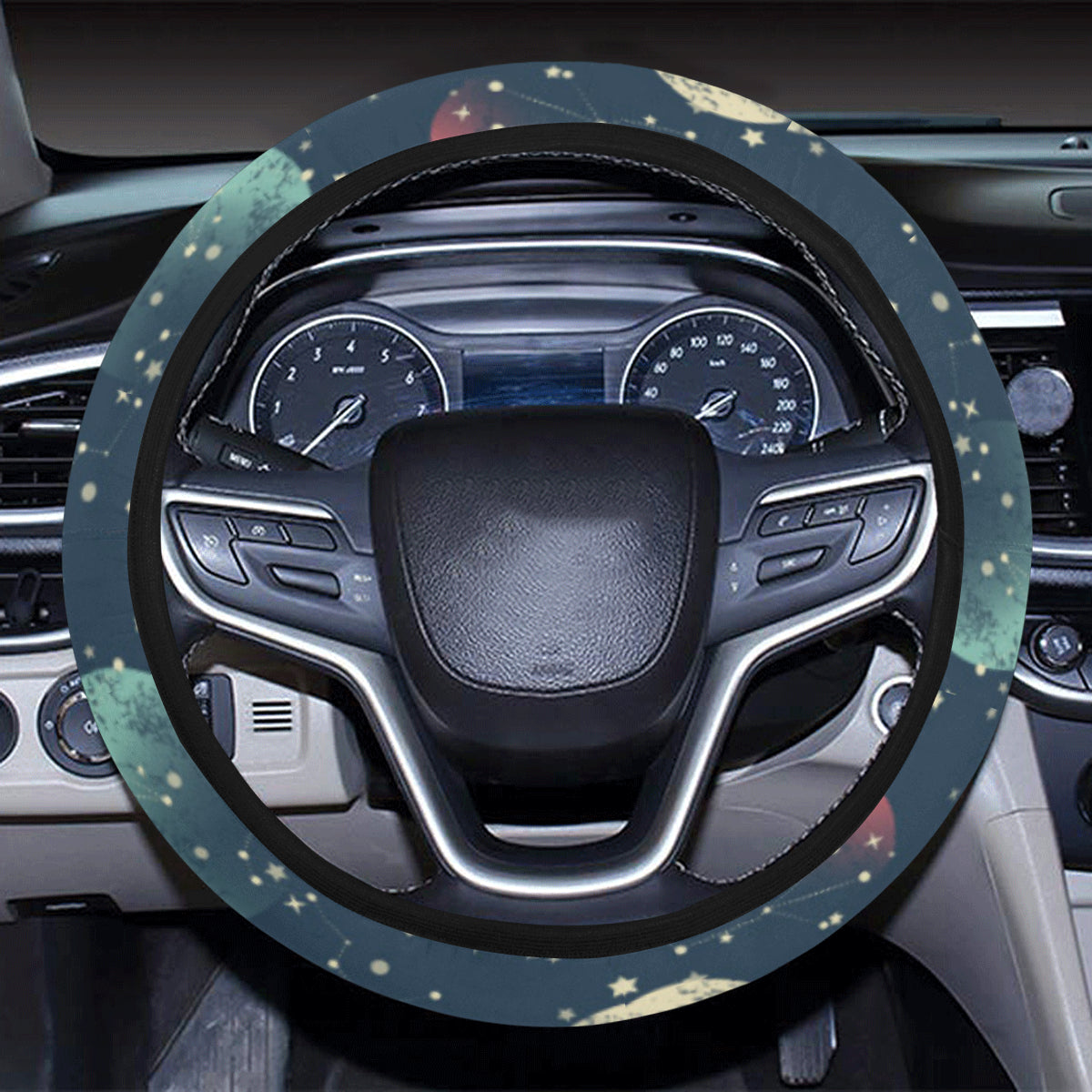 Cosmic Pattern Print Design 04 Steering Wheel Cover with Elastic Edge