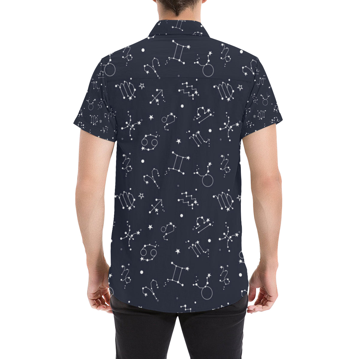 Constellation Pattern Print Design 05 Men's Short Sleeve Button Up Shirt