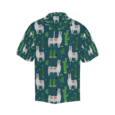 Llama Cactus Pattern Print Design 013 Men's Hawaiian Shirt