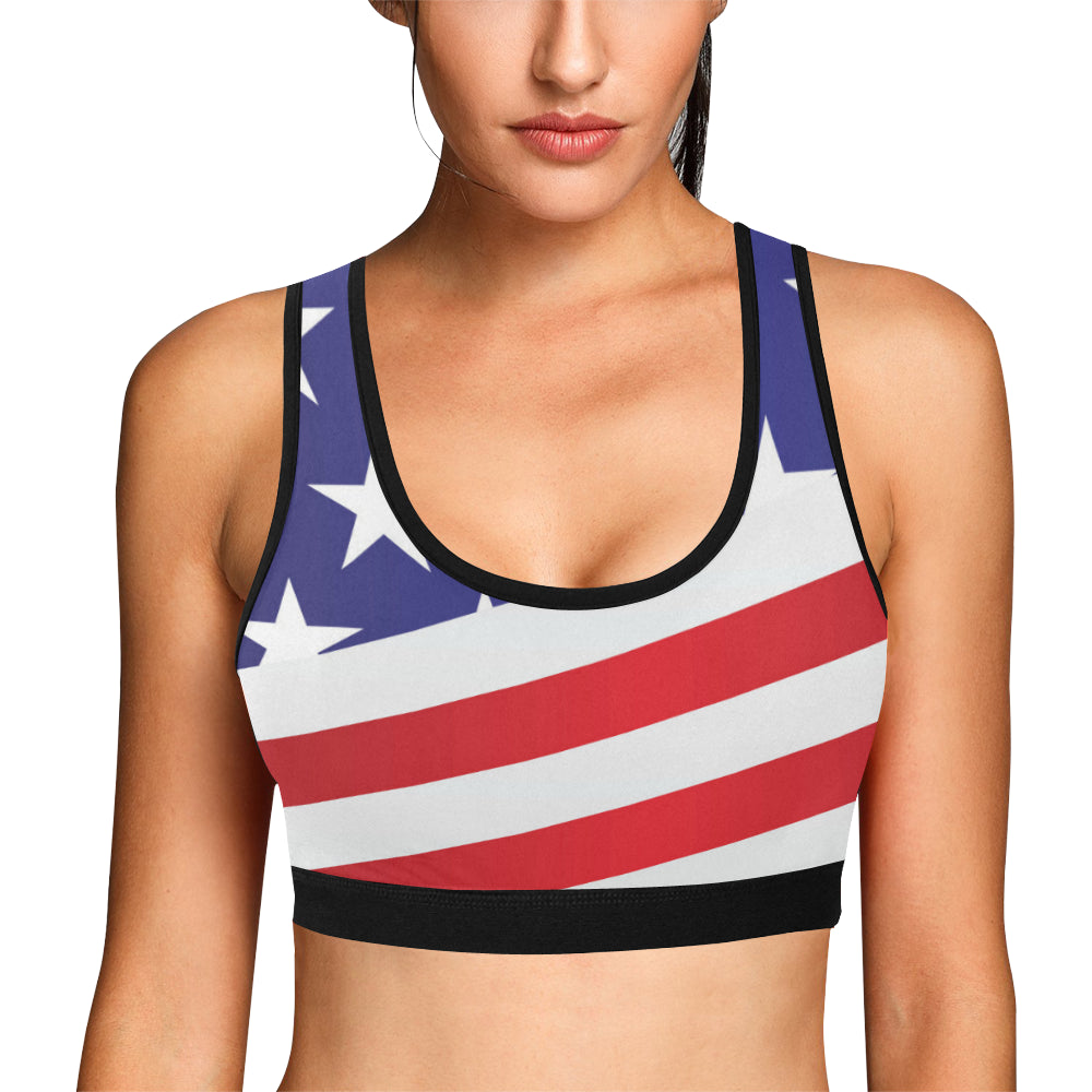 American flag Print Sports Bra