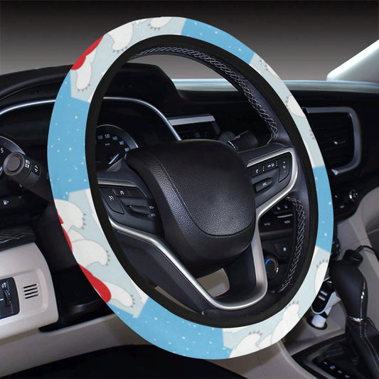 Polar Bear Pattern Print Design PB06 Steering Wheel Cover with Elastic Edge
